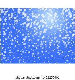 Blue bokeh abstract background  with snowflakes