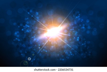 Blue bokeh abstract light background.