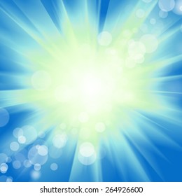Blue bokeh abstract light background. Vector illustration