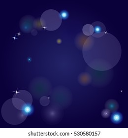 Blue bokeh abstract light background. Vector illustration