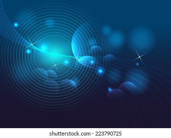 blue bokeh abstract and star background vector illustration