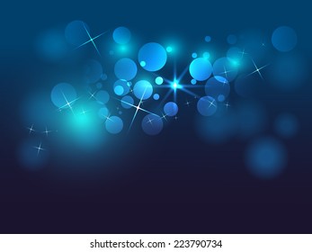 blue bokeh abstract and star background vector illustration