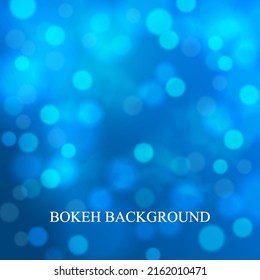 Blue bokeh background. Defocused blurry light. Winter abstract vector background.