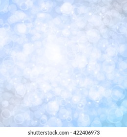 Blue bokeh background with glowing circles. Vector illustration 