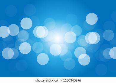 Blue Bokeh Background with radial sunlight at  center
