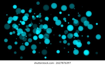 Blauwe bokeh achtergrond met zachte gloeiende cirkels op donkere achtergrond. Zacht licht vervagen effect voor abstracte, futuristische of feestelijke vector ontwerpen en overlays.