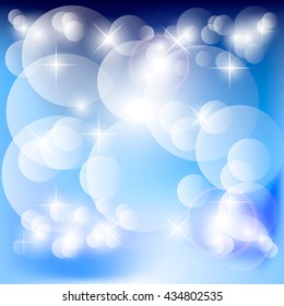 Blue Bokeh Background with Soft Lights. Vector Illustration