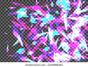 Blue Bokeh Background Transparent Vector. Confetti Romance Wallpaper. Bright Dreamy Template. Pink Focus. Shimmer Party Illustration.