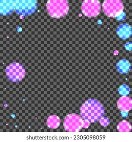 Blauer Bokeh-Hintergrund Transparenter Vektorgrafik. Dot Celebration Design. Neue Illustration. Blur Flare Twinkle Textur. Purple Graphic.