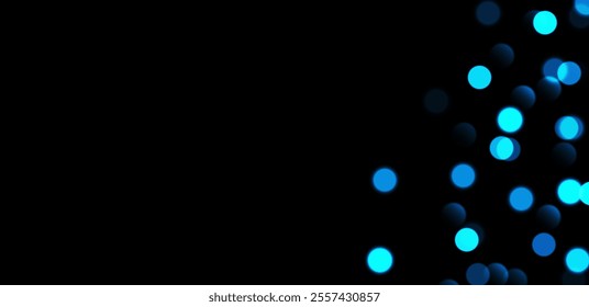 Blue bokeh, blurred background with sparkling lights, blurry glitter effect. Bright soft abstract background.