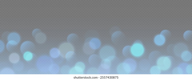 Blue bokeh, blurred background with sparkling lights, blurry texture effect isolated on grey background.