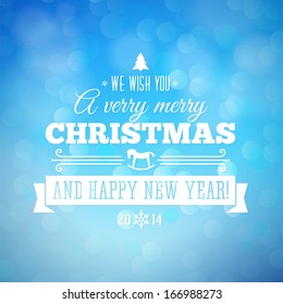 Blue bokeh Christmas background or greeting card