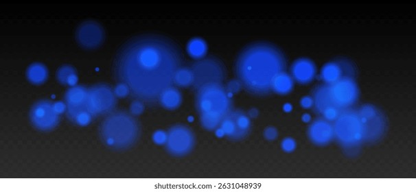 Bokeh azul. Pontos leves frios com brilho e bordas suaves, efeito de desfoque flutuante na superfície transparente para o inverno, a noite ou calmos visuais futuristas.