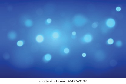 Blue Bokeh Light Background. Bright glowing circles over smooth blue gradient blur, Background decoration 