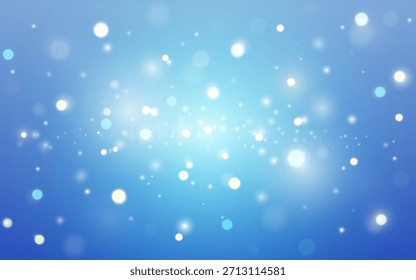 Fondo azul de la luz de Bokeh con las partículas brillantes suaves y el desenfoque Abstractas, decoración del fondo