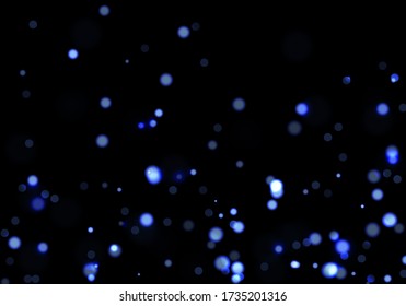 Blue bokeh light background. Sparkle effect with particles. Magic overlay dust. Glitter blur texture.