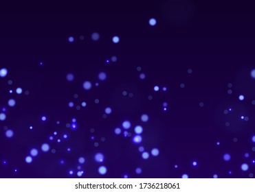 Blue bokeh light background. Sparkle effect with particles. Magic overlay dust. Glitter blur texture.