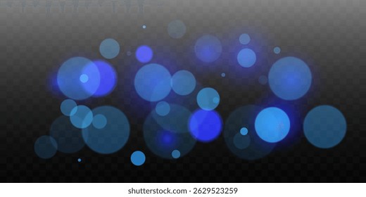 Bokeh azul. Partículas e faíscas de poeira cintilante. Vetor EPS 10.