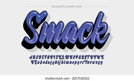 blue bold 3d cursive modern typography