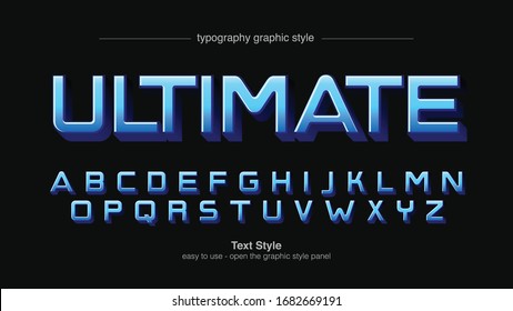 Blue Bold 3D Uppercase Typography Artistic Text Effect