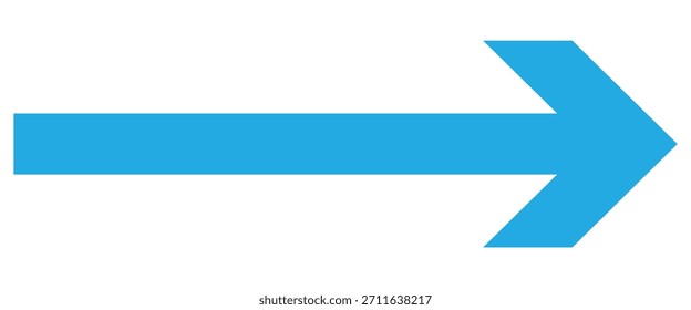 Icono de flecha azul negrita. Diseño plano. Iconos Abstractas de punta de flecha apuntando hacia el lado derecho. Iconos azules del vector aislados en el fondo blanco.