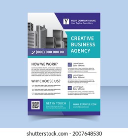 Blue bold modern flyer template design creative business agency