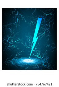 blue bolt, thunderbolt, abstract vector