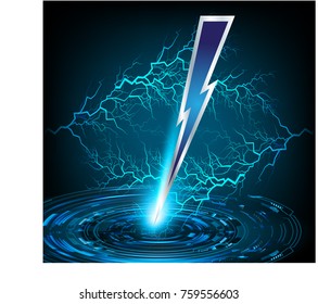 blue bolt, thunderbolt, abstract vector