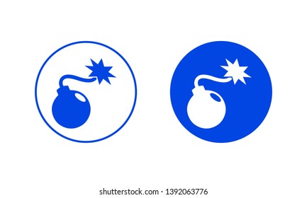 Blue bomb icon. Vector illustration
