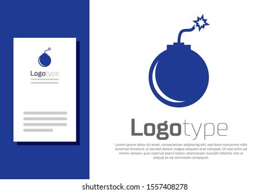 Blue Bomb ready to explode icon isolated on white background. Logo design template element. Vector Illustration