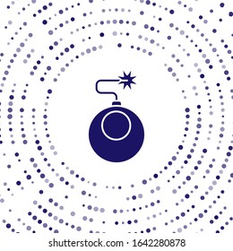 Blue Bomb ready to explode icon isolated on white background. Abstract circle random dots. Vector Illustration