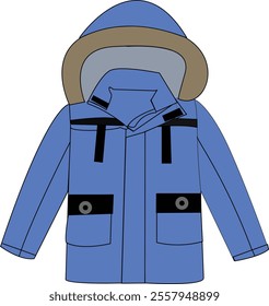 Blue bomber jacket mockup with zipper front and blue view