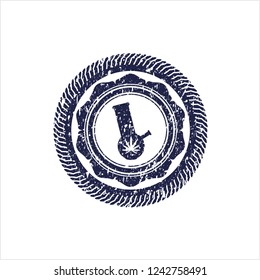 Blue bong of marijuana icon inside rubber texture