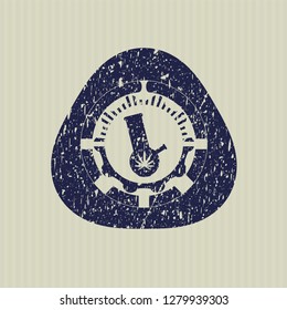 Blue bong of marijuana icon inside distressed grunge seal