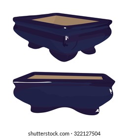 blue bonsai container. vector isolated image