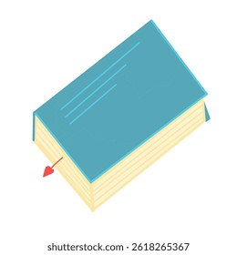 Libro azul con marcador, accesorio escolar para el diseño.
