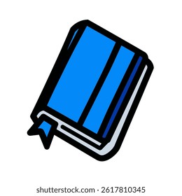 Blue book denotes learning on white surface simple drawing