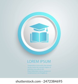 Blue book EDUCATION VECTOR, Graduation symbol. Teacher icon image. Book icon