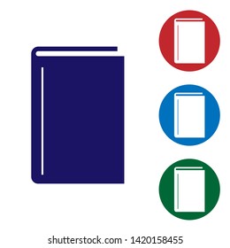 Blue Book icon isolated on white background. Set color icon in circle buttons. Vector Illustration