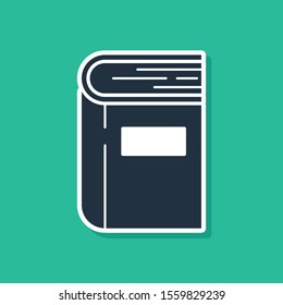 Blue Book icon isolated on green background.  Vector Illustration