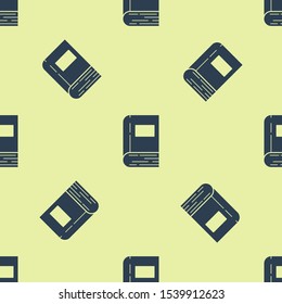 Blue Book icon isolated seamless pattern on yellow background.  Vector Illustration