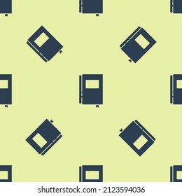 Blue Book icon isolated seamless pattern on yellow background.  Vector