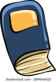 Libro azul, ilustración, vector sobre fondo blanco.