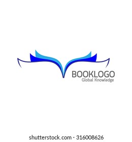 Blue book logo on white background : Education concept vector