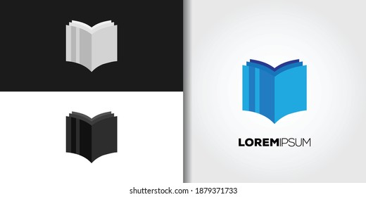 conjunto de logotipos de libro azul plantilla de ideas vector