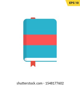 blue book and red bookmark icon in flat style