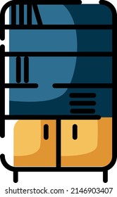 Blue book shelf, illustration, vector on a white background.