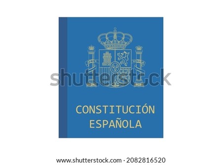 Blue book of the Spanish Constitution on white background.