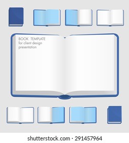 Blue BOOK template for design and presentation VECTOR
