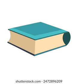 Blue book vector, flat design illustration, blue book icon isolated on white background, textbook symbol